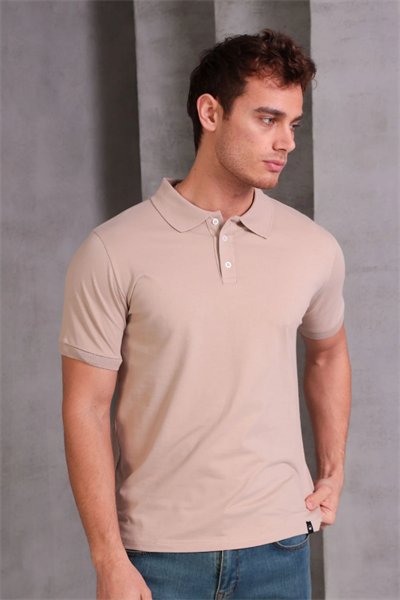 Erkek Slim Fit Pamuklu Yumuşak Doku Nefes Alan Kumaş Yakalı Tişört