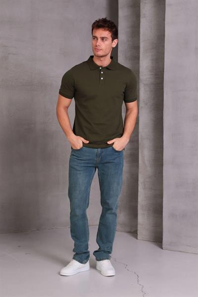 Erkek Slim Fit Pamuklu Yumuşak Doku Nefes Alan Kumaş Yakalı Tişört