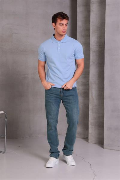 Erkek Slim Fit Pamuklu Yumuşak Doku Nefes Alan Kumaş Yakalı Tişört