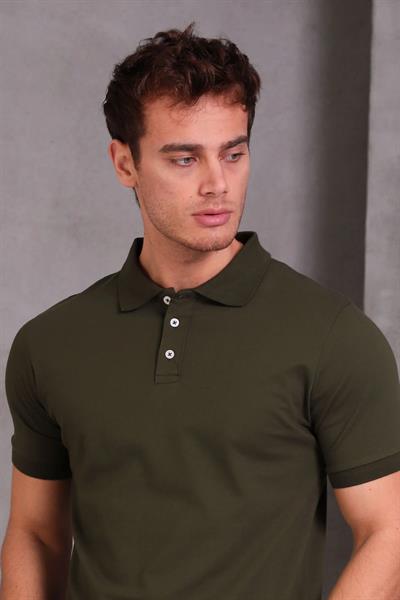 Erkek Slim Fit Pamuklu Yumuşak Doku Nefes Alan Kumaş Yakalı Tişört