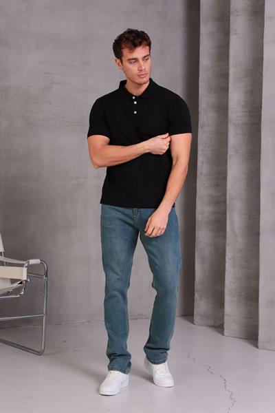 Erkek Slim Fit Pamuklu Yumuşak Doku Nefes Alan Kumaş Yakalı Tişört
