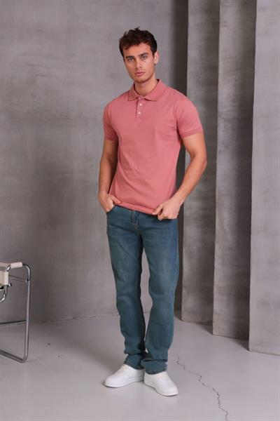 Erkek Slim Fit Pamuklu Yumuşak Doku Nefes Alan Kumaş Yakalı Tişört