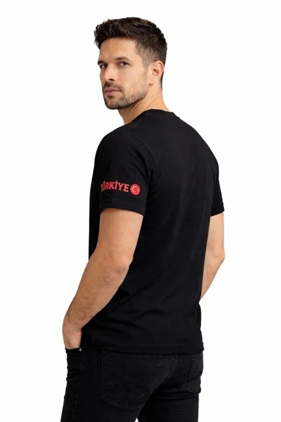 Erkek TÜRKİYE Ay Yıldız Baskılı 10 Numara Forma Tişört Taraftar T-Shirt - Siyah
