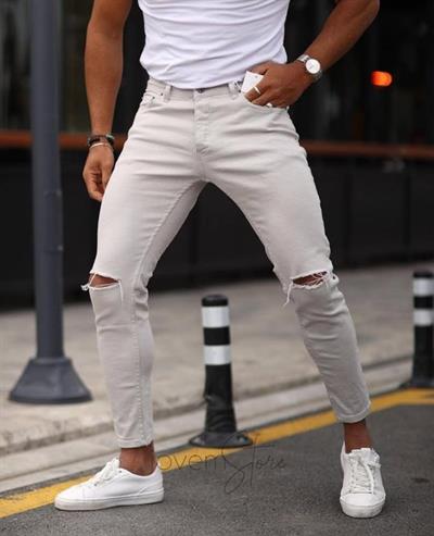 Erkek Taş Yırtık Detaylı Skinny Jean