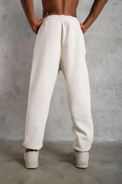 Erkek Üç İplik Alt Eşofman Lastikli - Beyaz