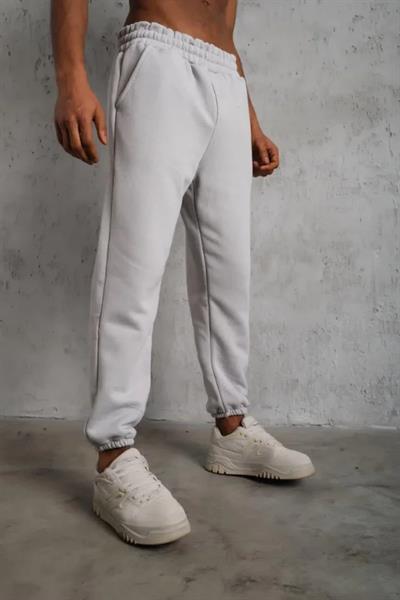 Erkek Üç İplik Alt Eşofman Lastikli - Gri