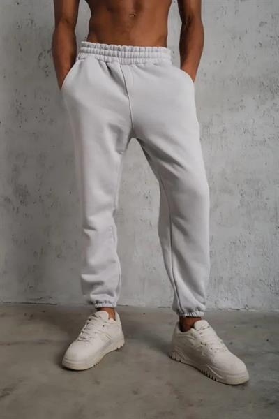 Erkek Üç İplik Alt Eşofman Lastikli - Gri