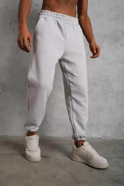 Erkek Üç İplik Alt Eşofman Lastikli - Gri