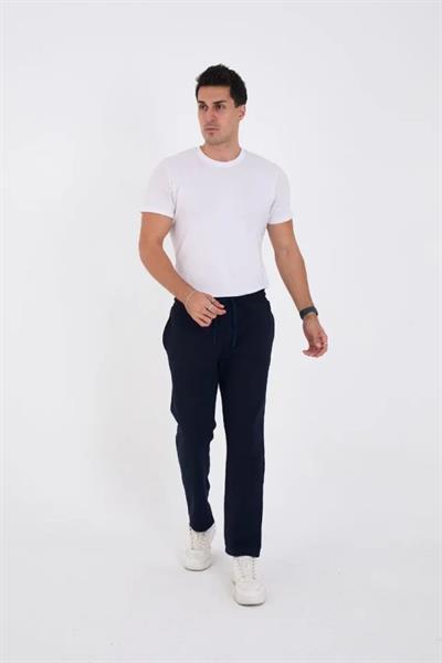 Erkek Üç İplik Basic Eşofman Boru Paça İpli Pantolon - Lacivert