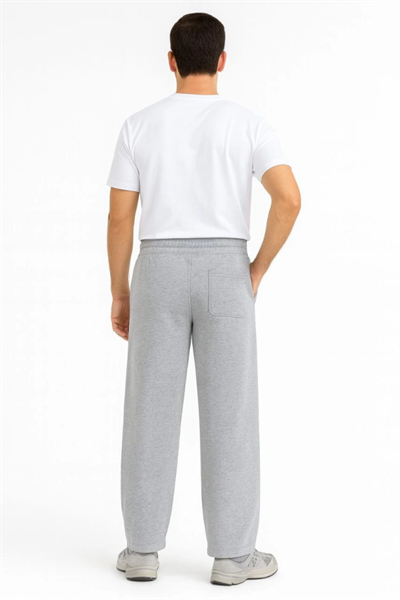 Erkek Üç Iplik Kışlık Pamuklu Ovarsize Bağcıklı Düz Paça Cepli Eşofman Altı Spor Rahat Model - Gri