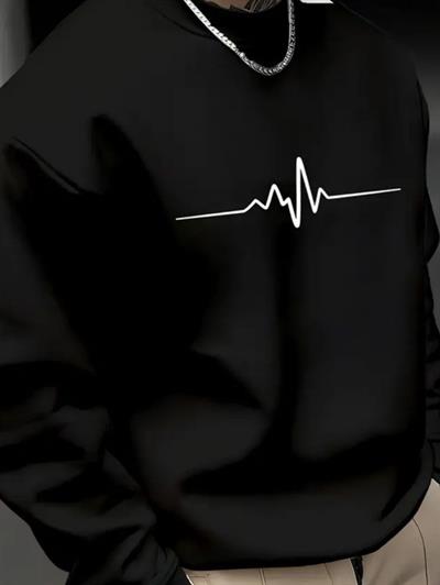 Erkek Uzun Kollu Baskılı Iki Iplik Sweat