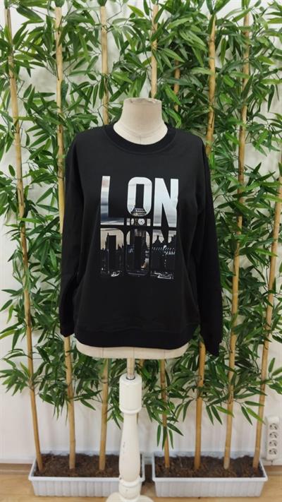 Erkek Uzun Kollu Bisiklet Yaka London Logo Baskılı Iki Iplik Sweat