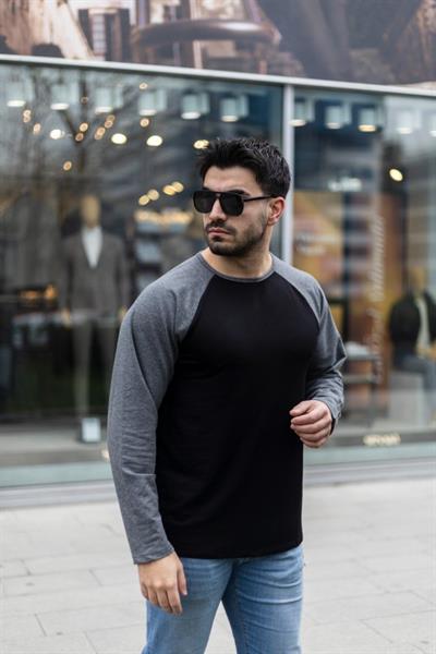 Erkek Uzun Kollu Bisiklet Yaka Viskon Iki Iplik Sweat