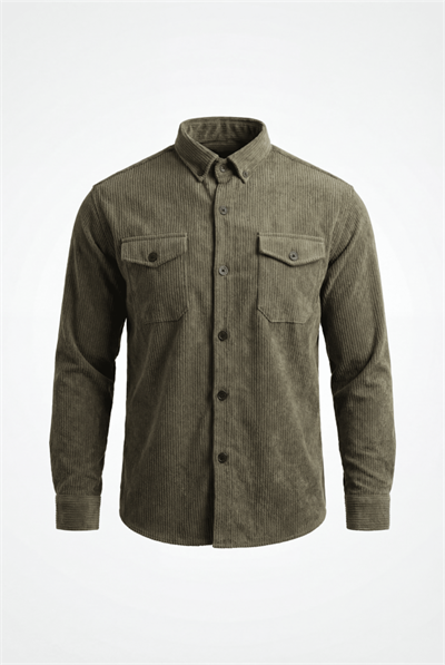 Erkek Uzun Kollu Cepli Kadife Gömlek