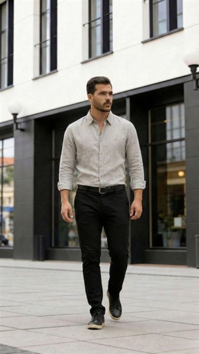 Erkek Uzun Kollu Keten Gömlek