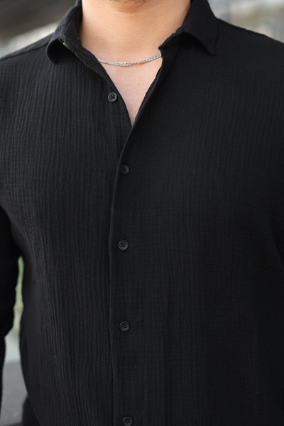 Erkek Uzun Kollu Müslin Kumaş Gömlek