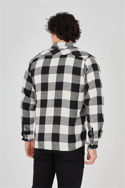 Erkek Uzun Kollu Oduncu Gömlek - Siyah