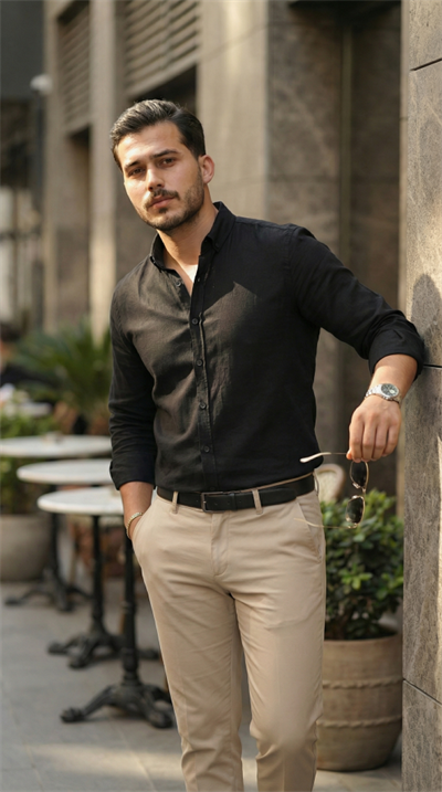 Erkek Uzun Kollu Rahat Keten Gömlek