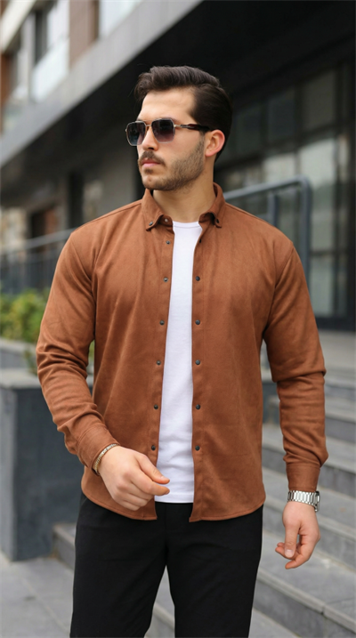 Erkek Uzun Kollu Süet Gömlek