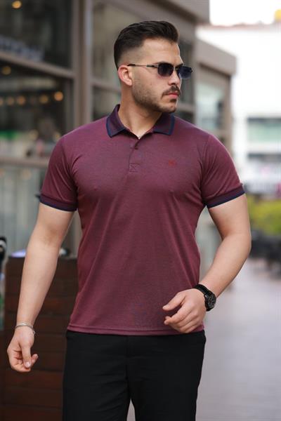 Erkek Yakalı Kagi Kumaş Kısa Kollu T-shirt