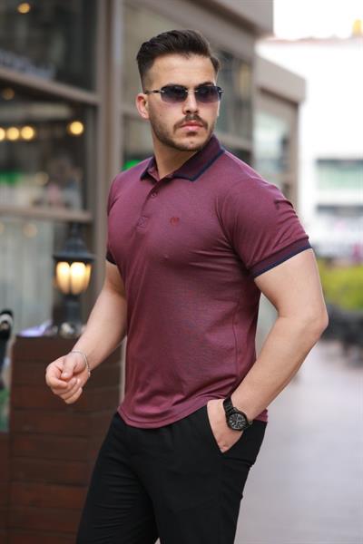 Erkek Yakalı Kagi Kumaş Kısa Kollu T-shirt