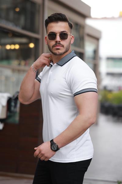 Erkek Yakalı Kagi Kumaş Kısa Kollu T-shirt