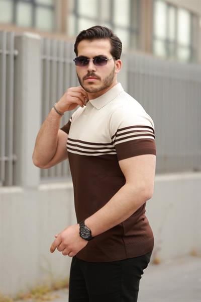 Erkek Yakalı Parça Renk Kısa Kollu T-shirt