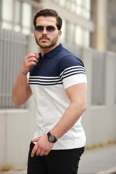 Erkek Yakalı Parça Renk Kısa Kollu T-shirt