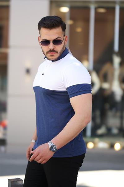 Erkek Yakalı çift Renk Kısa Kollu T-shirt