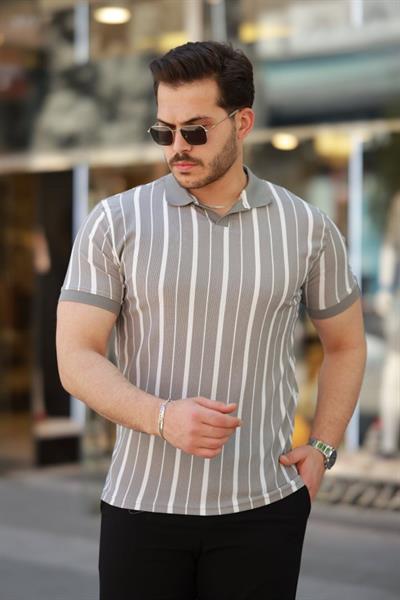 Erkek Yakalı örme Kumaş Kısa Kollu T-shirt