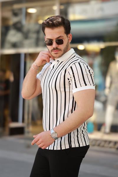 Erkek Yakalı örme Kumaş Kısa Kollu T-shirt