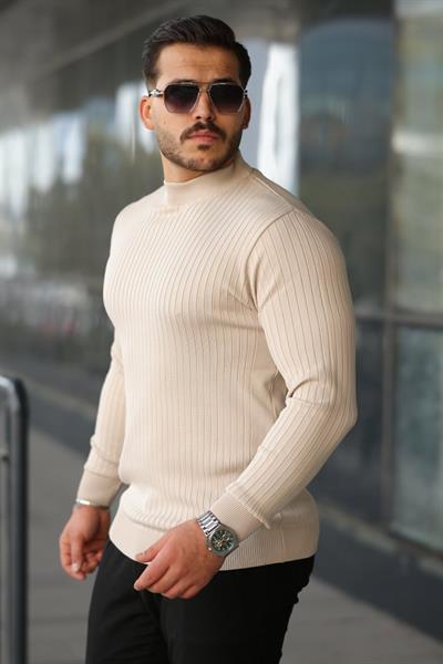 Erkek Yarım Balıkçı Yaka Fitilli Triko