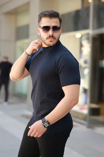 Erkek Yarım Balıkçı Yaka Kısa Kollu Tişört