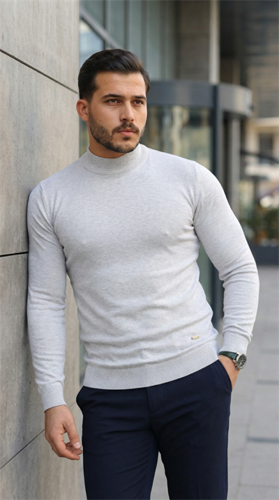 Erkek Yarım Balıkçı Yaka Pamuklu Triko