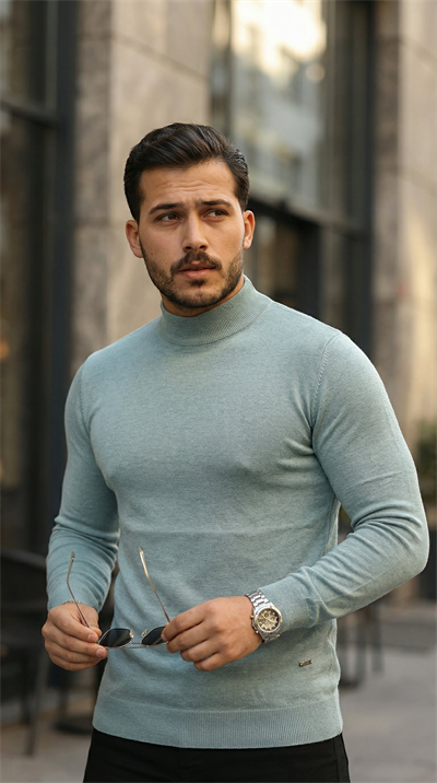 Erkek Yarım Balıkçı Yaka Pamuklu Triko