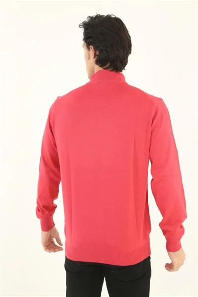 Erkek Yarım Boğaz Triko Kazak Yumuşak Dokulu Pamuklu Ince Dokuma, Uzun Kollu Rahat Regular Kalıp - Pembe