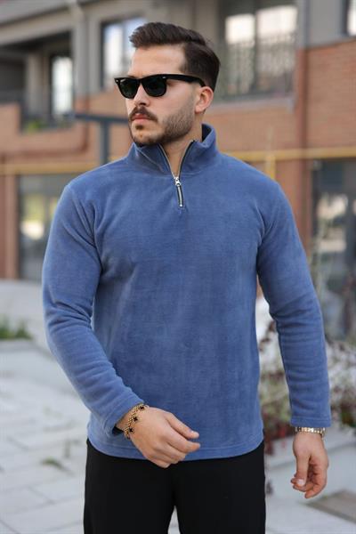 Erkek Zip Yaka Beli Lastikli Polar