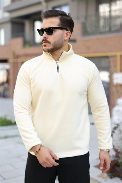 Erkek Zip Yaka Beli Lastikli Polar
