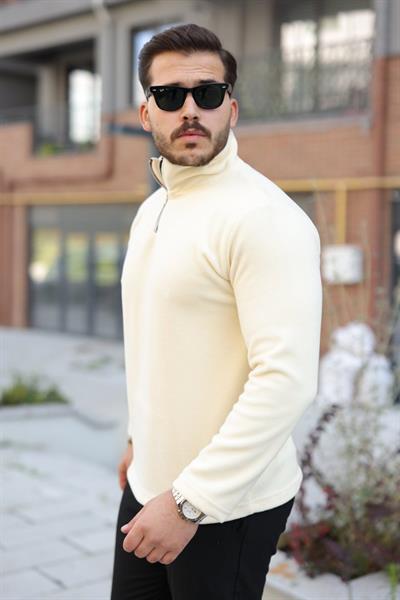 Erkek Zip Yaka Beli Lastikli Polar
