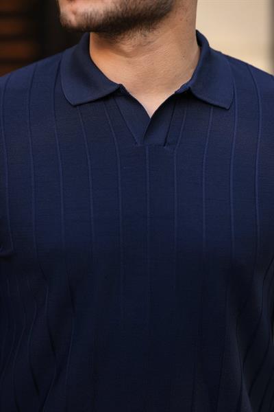 Erkek çizgi Kabartmalı Uzun Kollu Triko