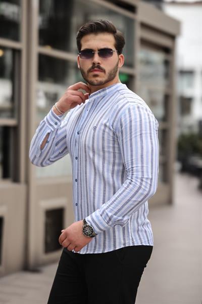 Erkek çizgili Hakim Yaka Gömlek