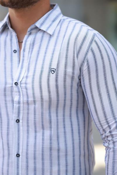 Erkek çizgili Uzun Kollu Gömlek