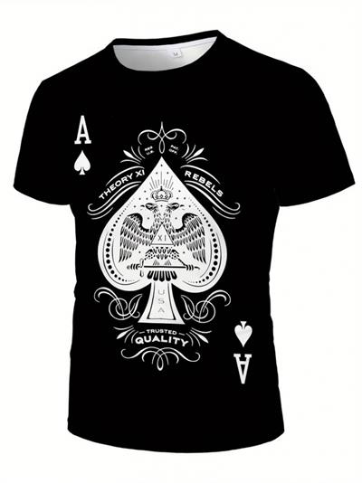 Erkekkısa Kollu Yuvarlak Yaka Desenli Viskon T-shirt