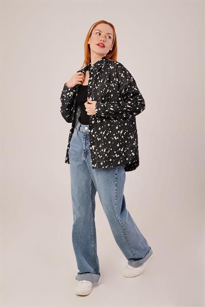 Eskitme Görünümlü Denim Siyah Gömlek