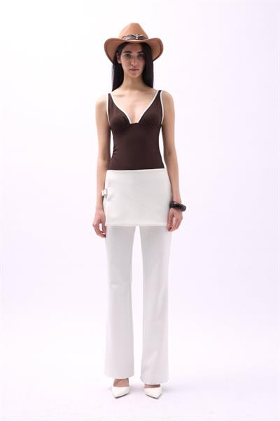 Etek Detaylı Kemerli  Pantolon