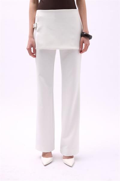 Etek Detaylı Kemerli  Pantolon