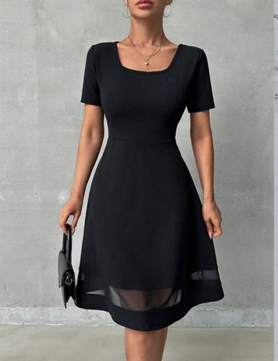 Etek Tül Detay Krep Elbise