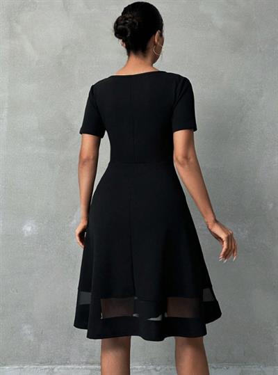 Etek Tül Detay Krep Elbise