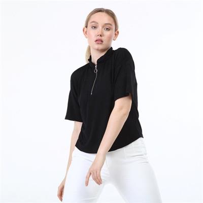 Fermuarli Crop Ti̇şört