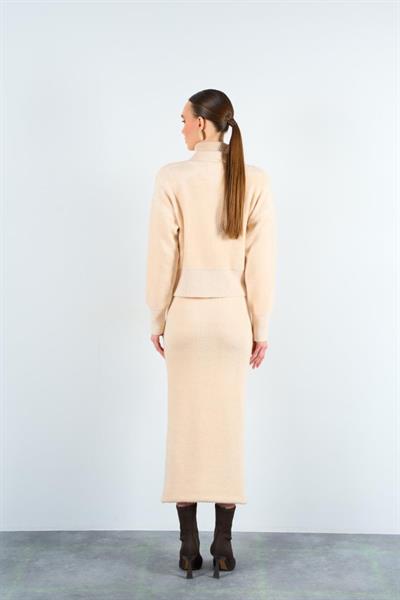 Fermuarlı Etekli Takım - Vanilya